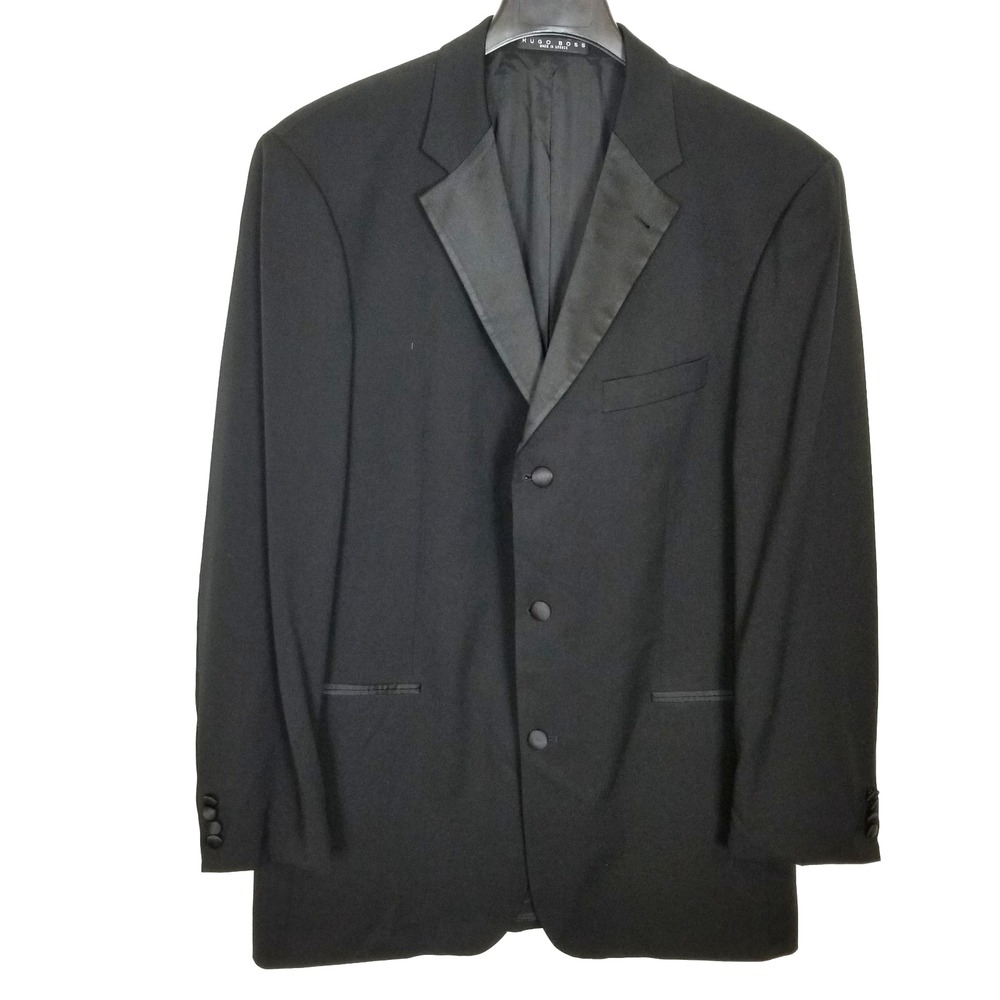 Boss Hugo‎ Boss Men Super 100 Wool Baker Jazz Blazer Jacket Sz 44L Black Formal